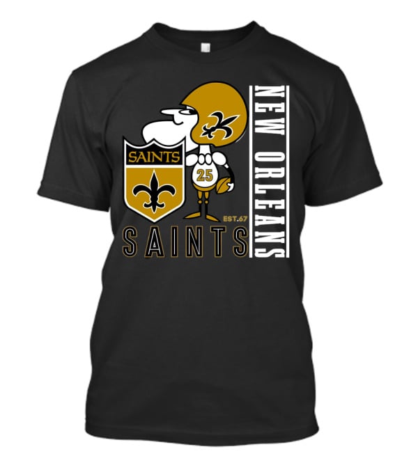 New Orleans Saints Est.67 Mascot With Shield And Fleur-de-Lis T-Shirt
