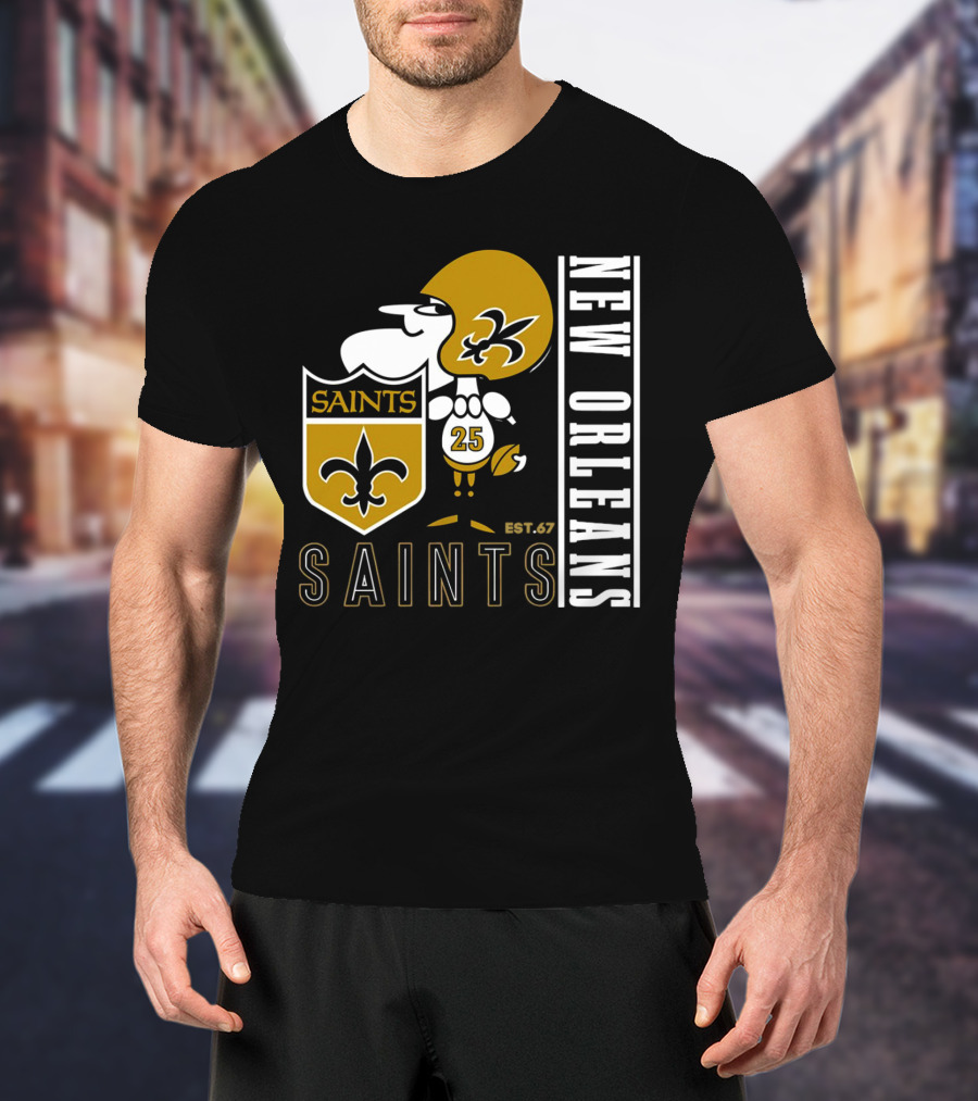 New Orleans Saints Est.67 Mascot With Shield And Fleur-de-Lis T-Shirt
