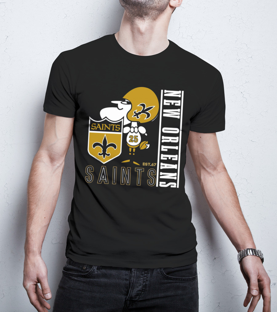 New Orleans Saints Est.67 Mascot With Shield And Fleur-de-Lis T-Shirt