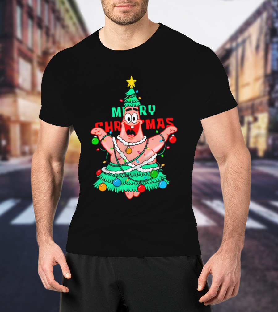 Merry Christmas Patrick Tree Holiday Lights T-Shirt