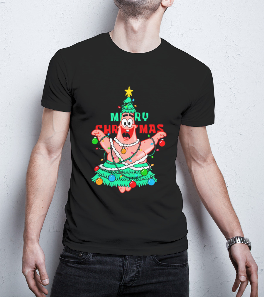 Merry Christmas Patrick Tree Holiday Lights T-Shirt