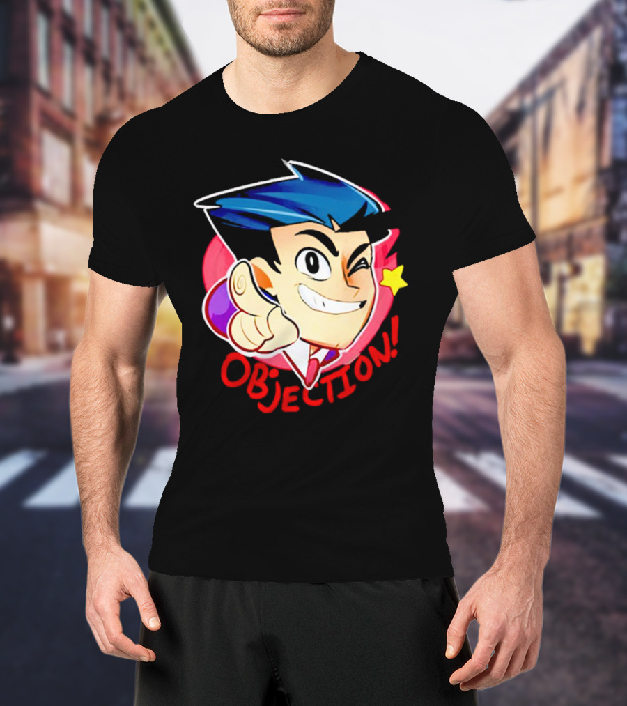 Phoenix Wright Ace Attorney Objection Winking Pose T-Shirt