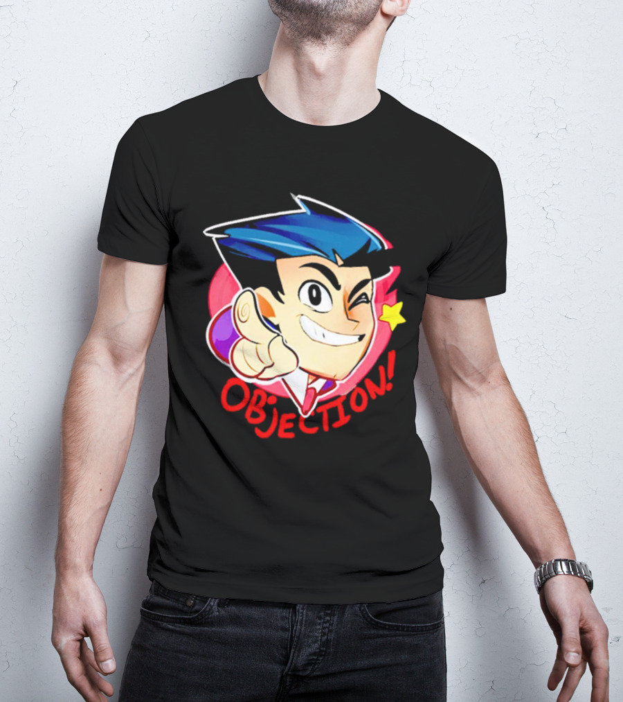 Phoenix Wright Ace Attorney Objection Winking Pose T-Shirt