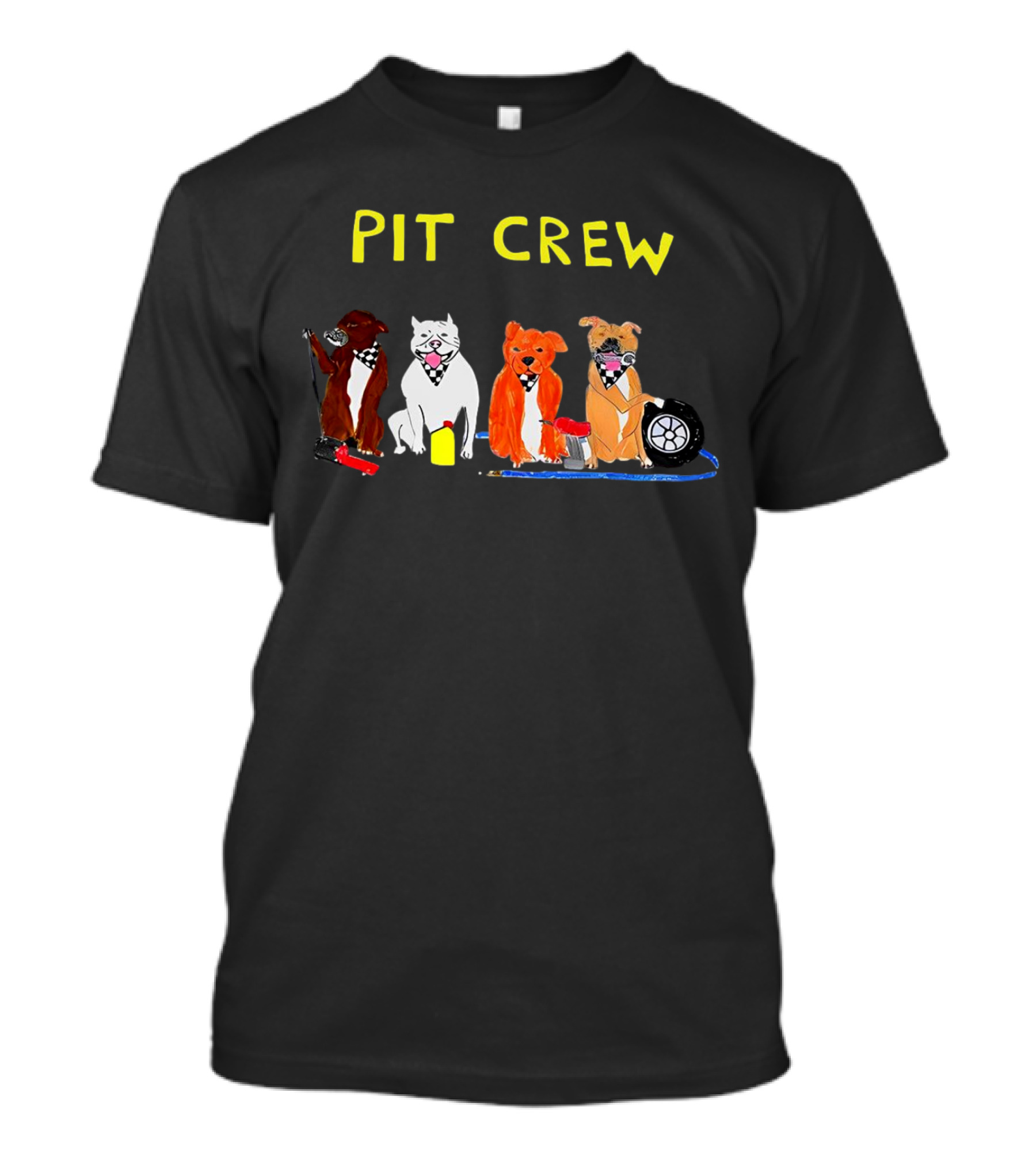 Pit Crew Pitbulls With Racing Equipment T-Shirt