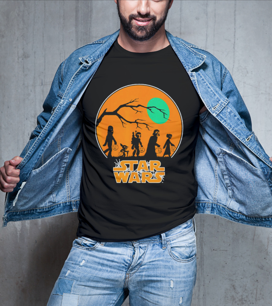 Star Wars Halloween Trick-or-Treating Silhouette Moon T-Shirt