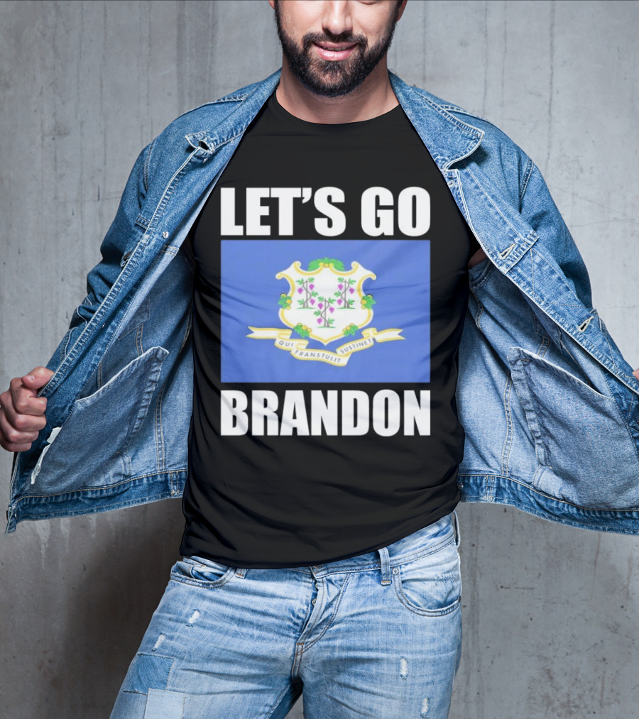 LET'S GO BRANDON Qui Transtulit Sustinet Connecticut Flag T-Shirt