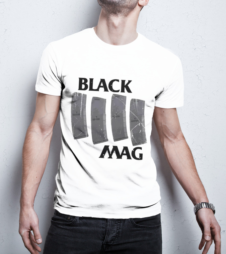 BLACK MAG Scratched And Weathered Magazines T-Shirt