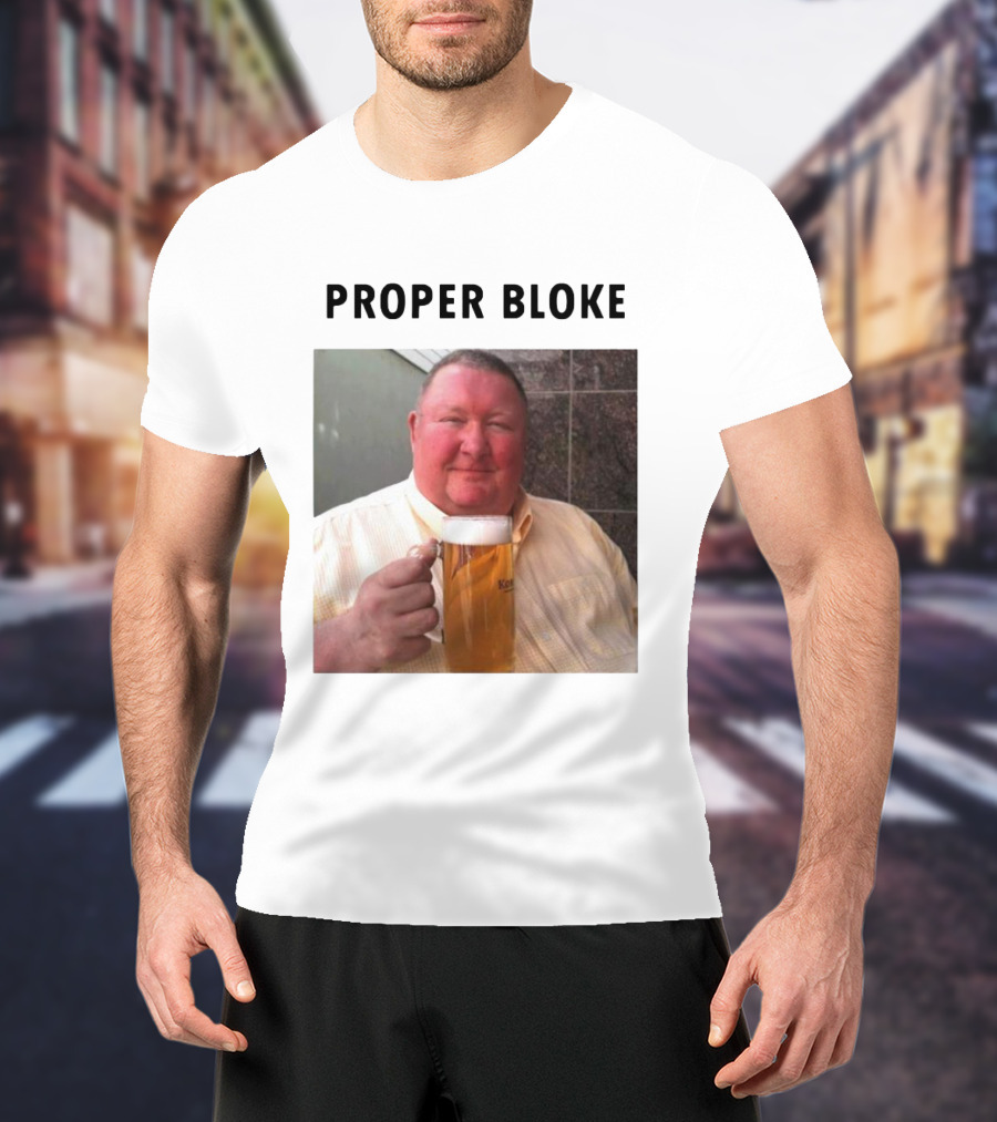 Proper Bloke Holding Beer With Contented Expression T-Shirt