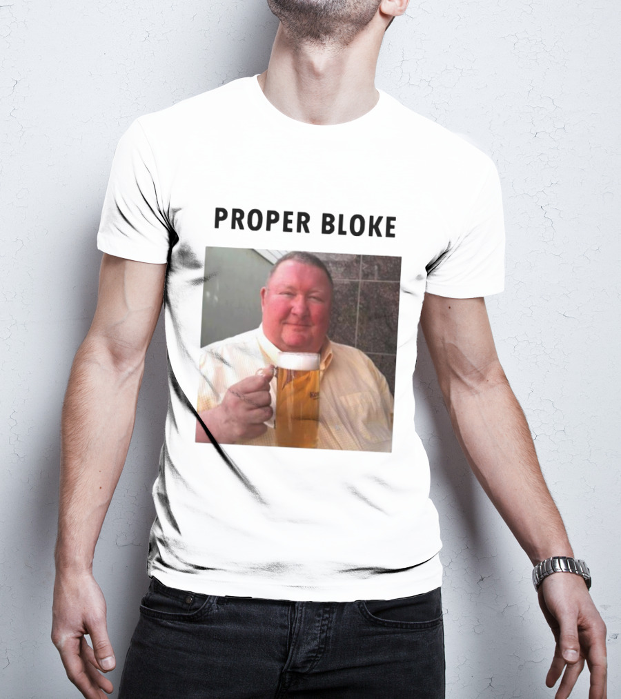Proper Bloke Holding Beer With Contented Expression T-Shirt