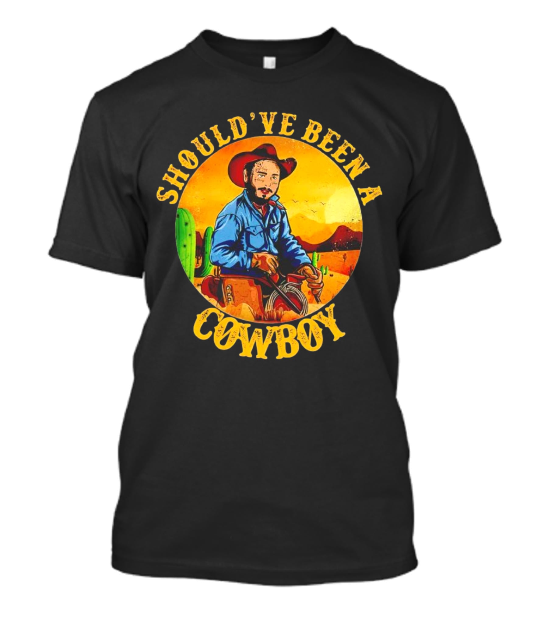Should’ve Been A Cowboy Vintage Desert Scene With Cactus And Mountains T-Shirt