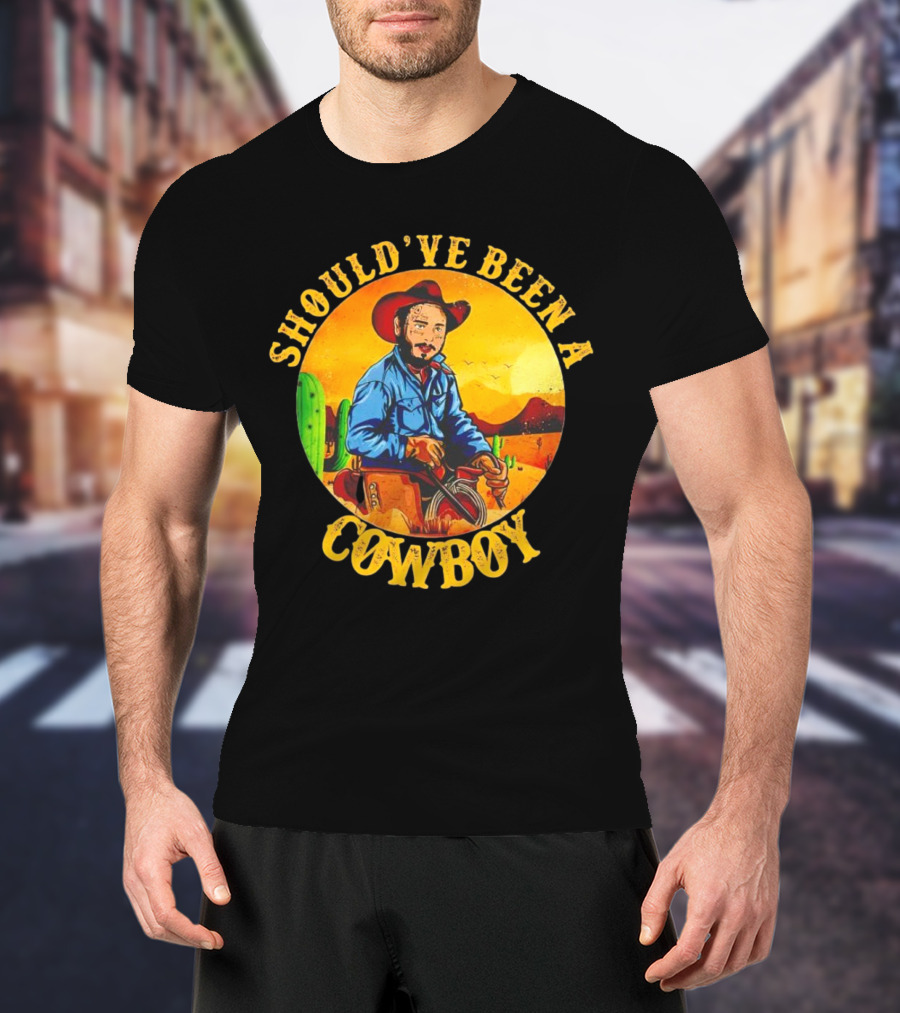 Should’ve Been A Cowboy Vintage Desert Scene With Cactus And Mountains T-Shirt