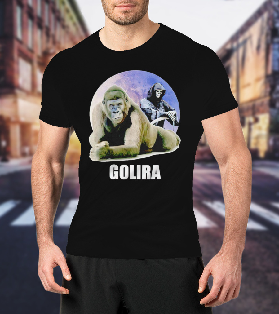 Gorilla With Grim Reaper In Cosmic Golira Scene T-Shirt