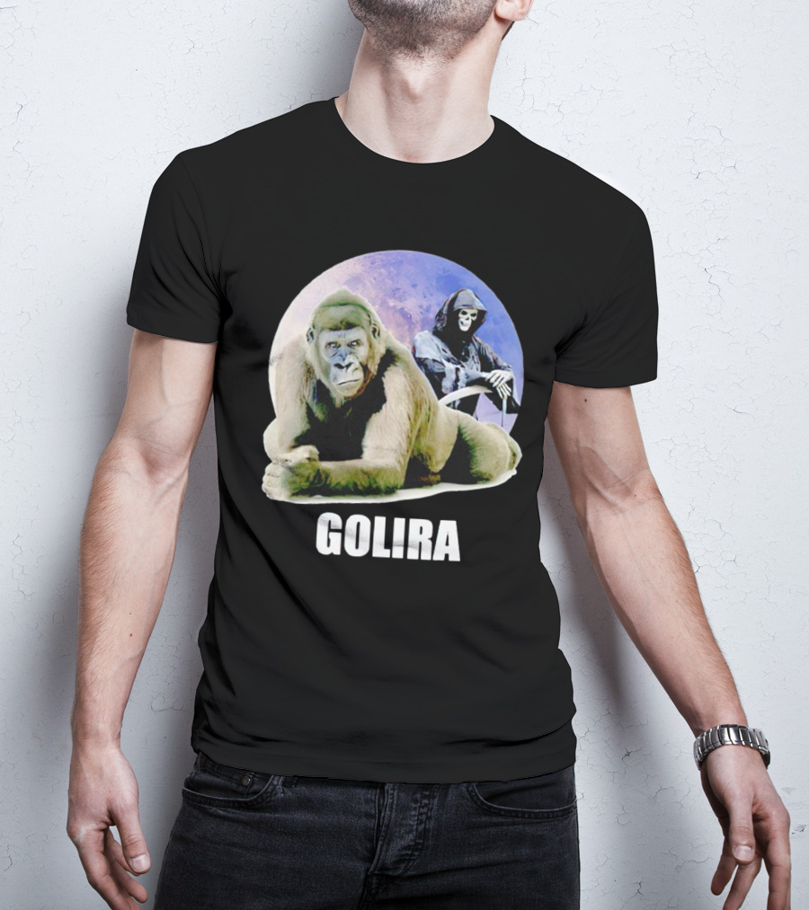Gorilla With Grim Reaper In Cosmic Golira Scene T-Shirt