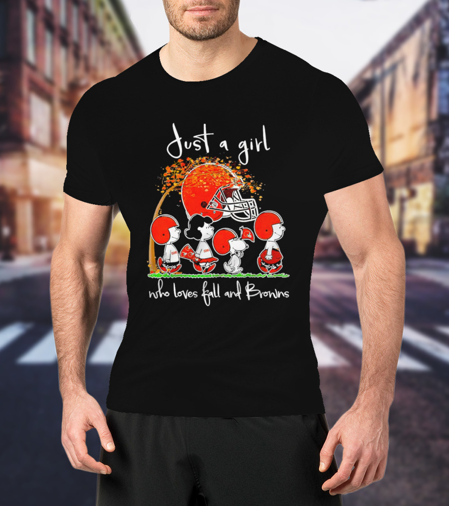 Just A Girl Who Loves Fall And Browns Peanuts Snoopy T-Shirt