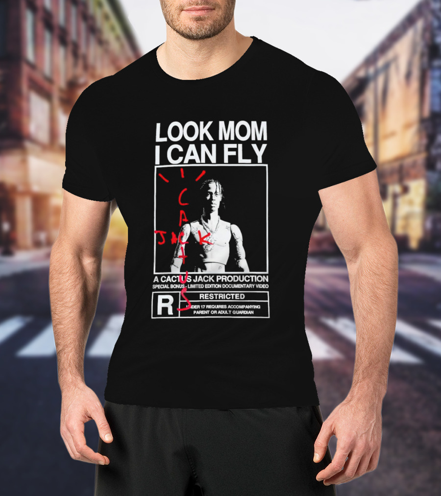 Look Mom I Can Fly Cactus Jack Production Special Bonus Documentary Video Restricted T-Shirt