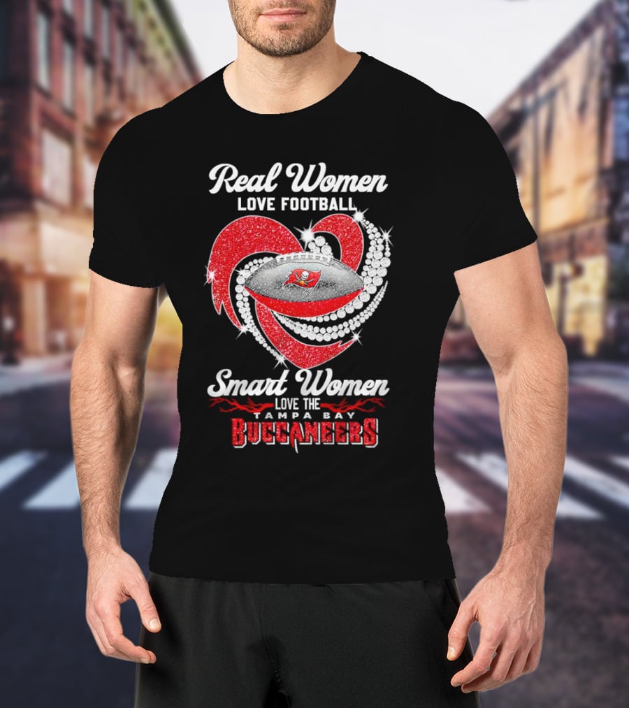 Real Women Love Football Smart Women Love The Tampa Bay Buccaneers Football Heart T-Shirt