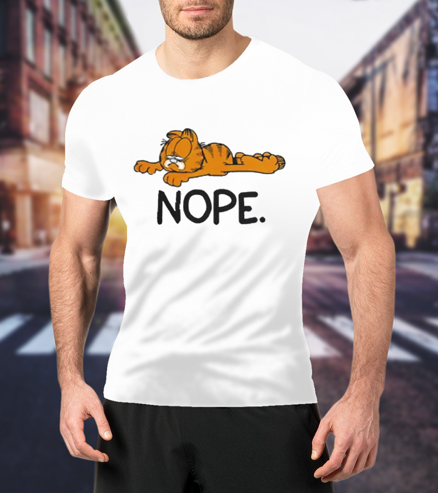 Garfield Sad Nope Classic Comic Lazy Mood T-Shirt
