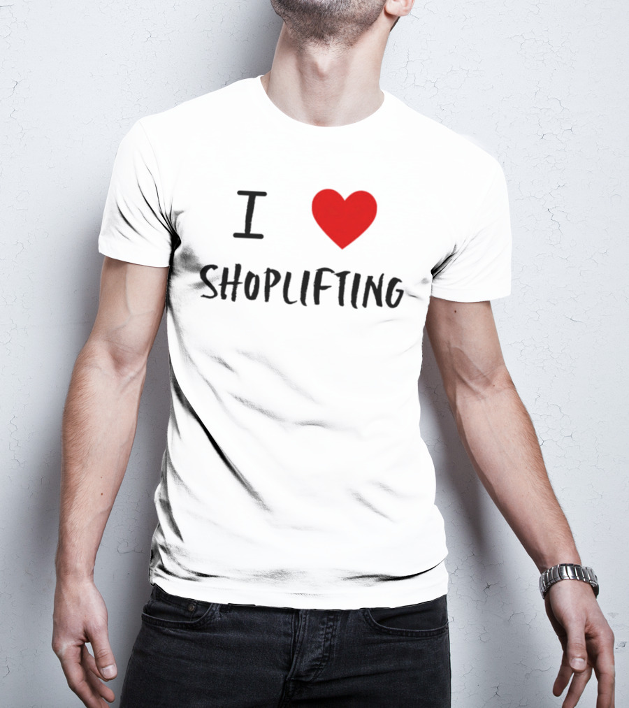 I Love Shoplifting Heart T-Shirt