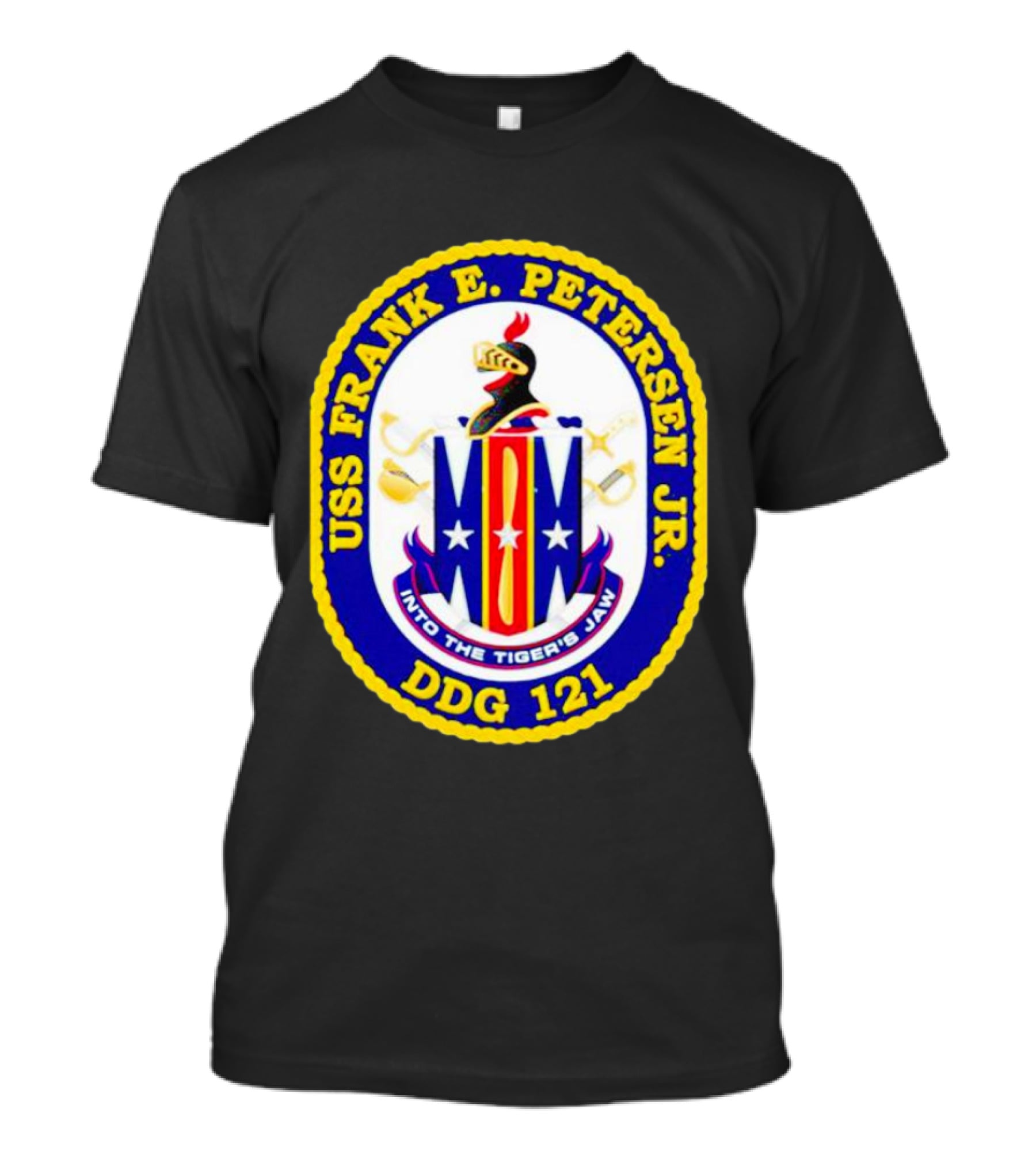 USS Frank E Petersen Jr DDG 121 Crest Into The Tiger's Jaw T-Shirt