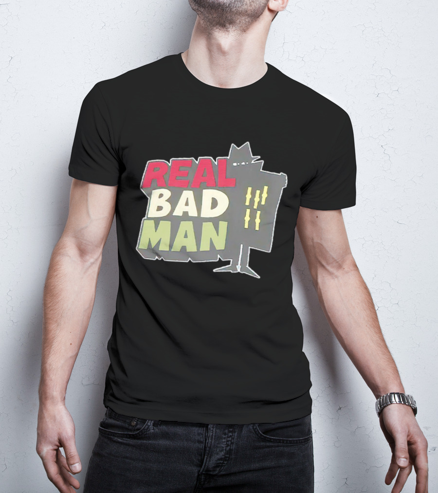 Real Bad Man With Iconic Silhouette And Stripes T-Shirt