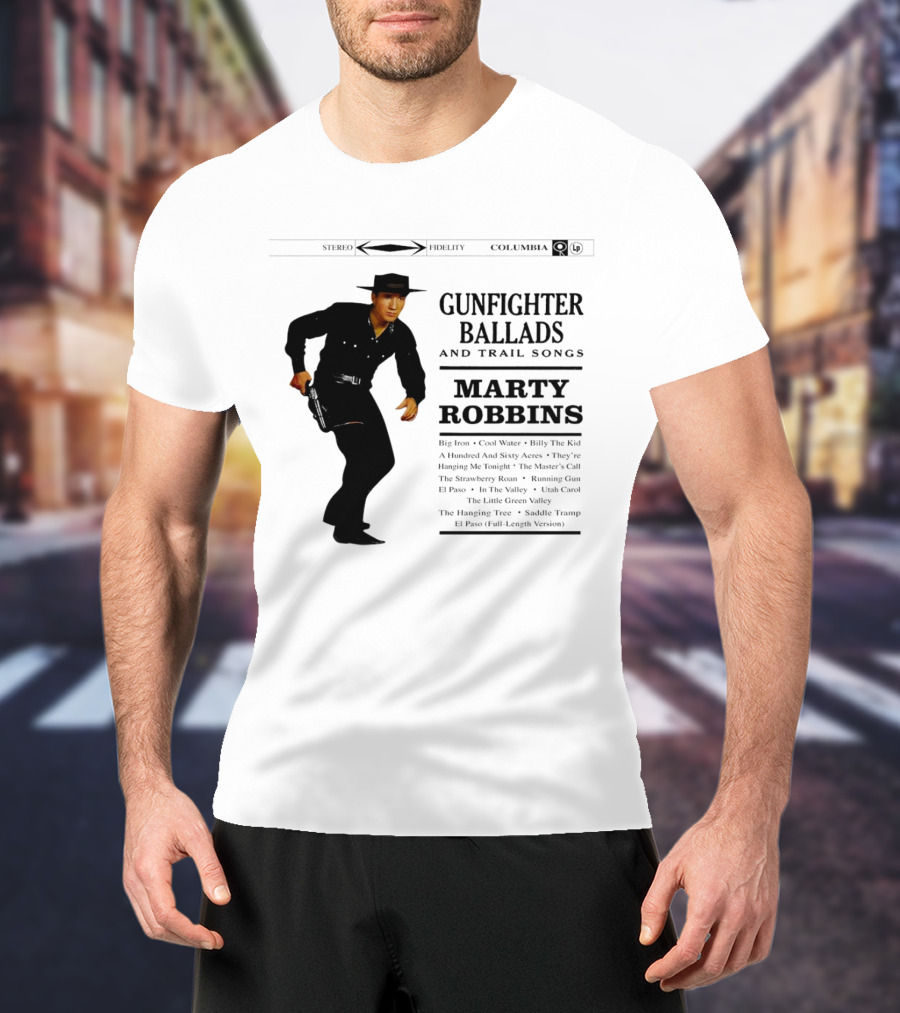 Marty Robbins Gunfighter Ballads And Trail Songs Album Cover Art Columbia T-Shirt