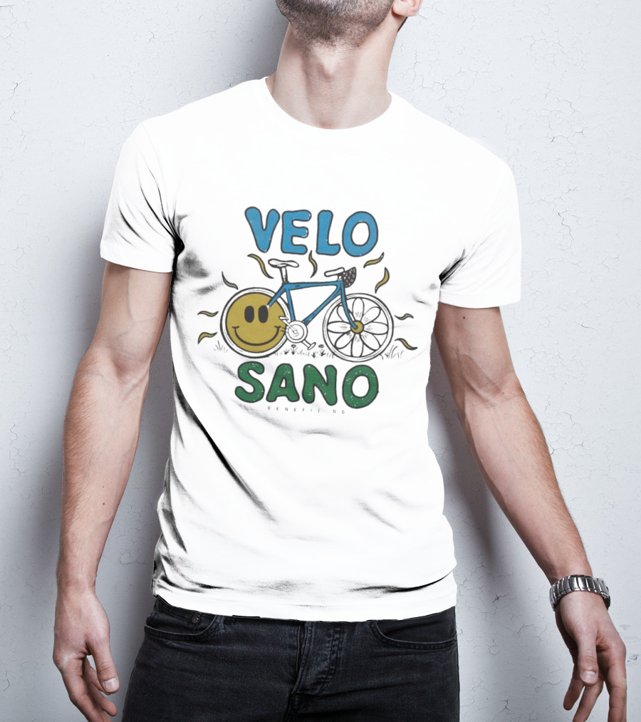 VELO SANO Yellow Smile Bike Sun Motif T-Shirt