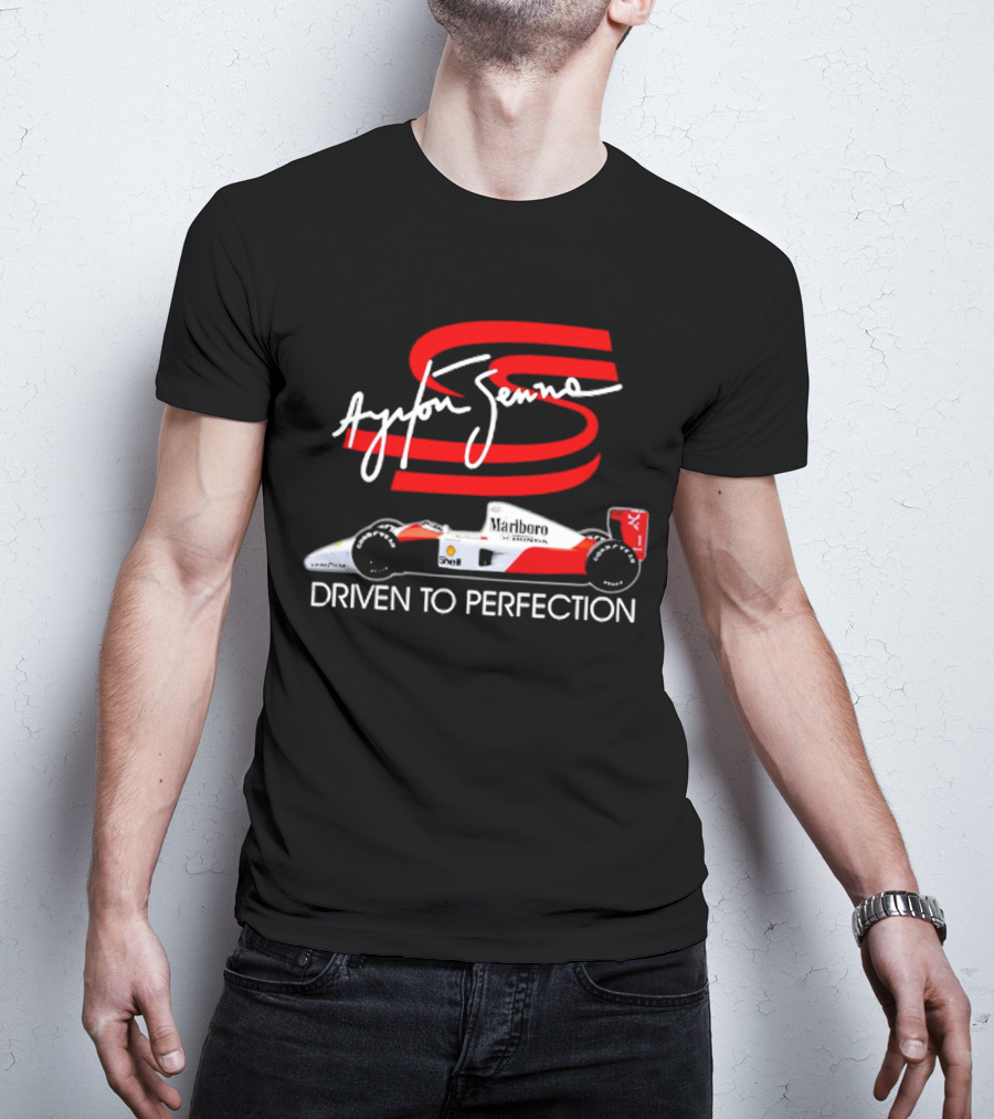 Ayrton Senna Driven To Perfection Marlboro Racing Car T-Shirt