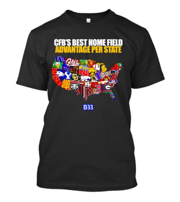 CFB's Best Home Field Advantage NCAA Logos Map B33 T-Shirt