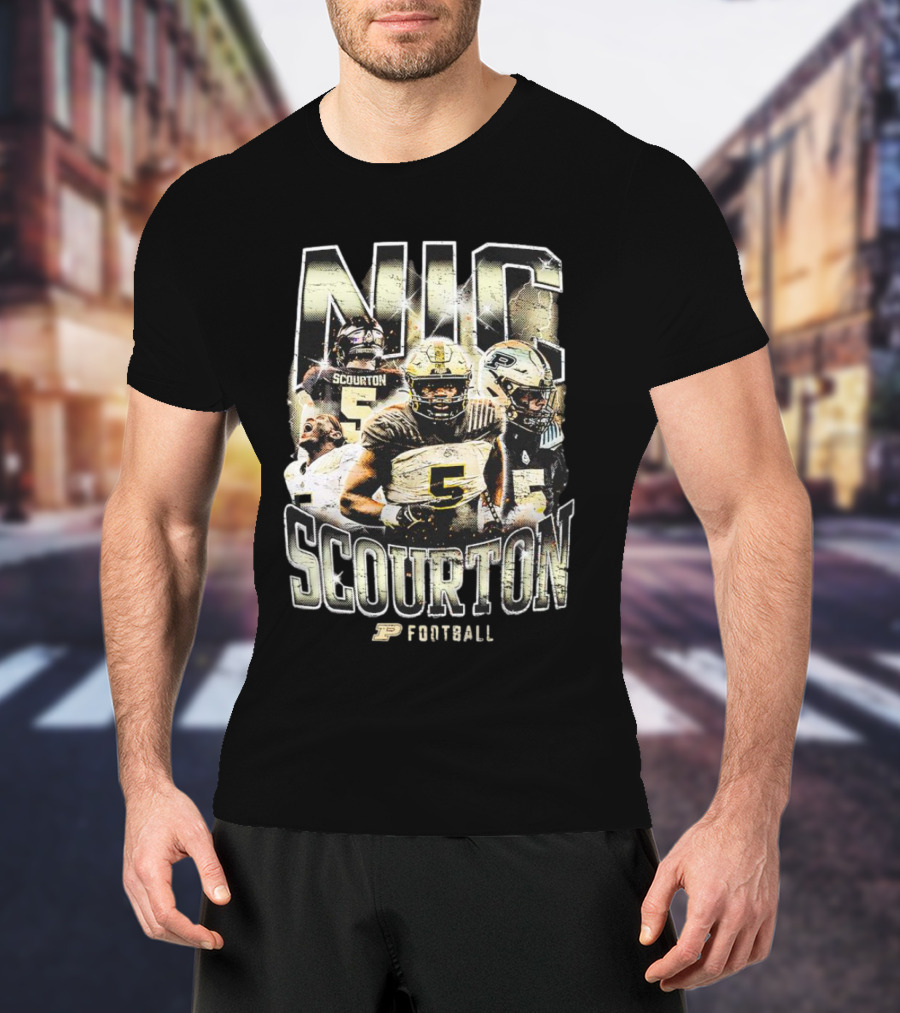 Nic Scourton Purdue Football Vintage Boilermakers Players Montage T-Shirt