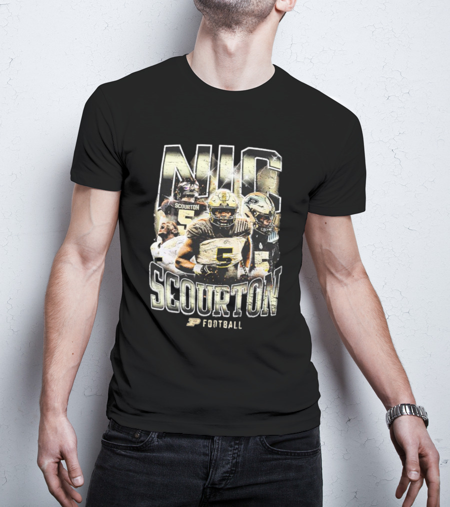 Nic Scourton Purdue Football Vintage Boilermakers Players Montage T-Shirt