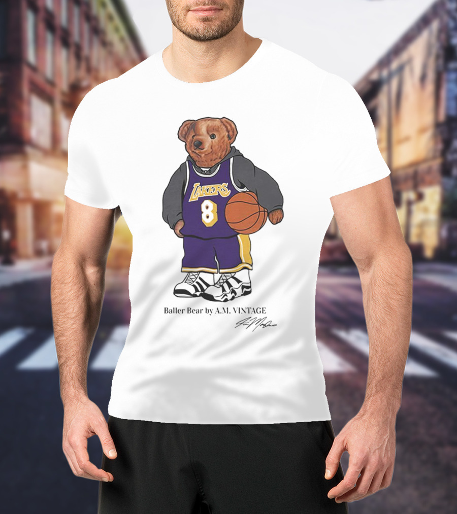 Lakers Baller Bear Kobe Bryant Champion Number 8 T-Shirt