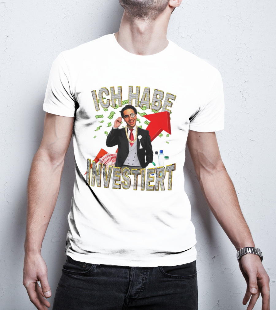 Ich Habe Investiert Money Business Success Visual With Red Arrow And Wealth Elements T-Shirt