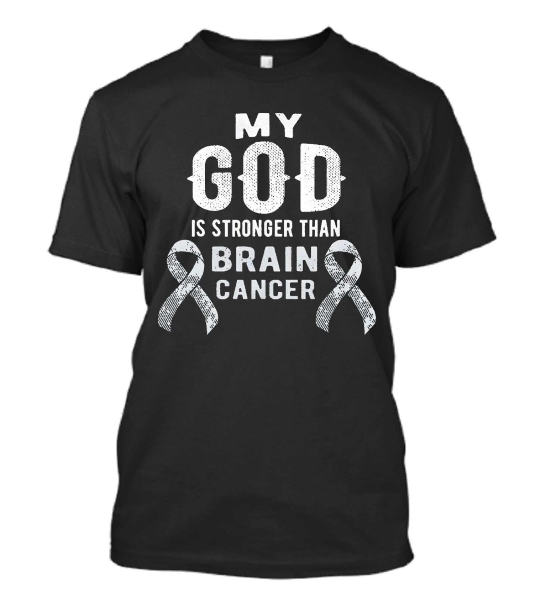 My God Is Stronger Than Brain Cancer With Ribbons T-Shirt