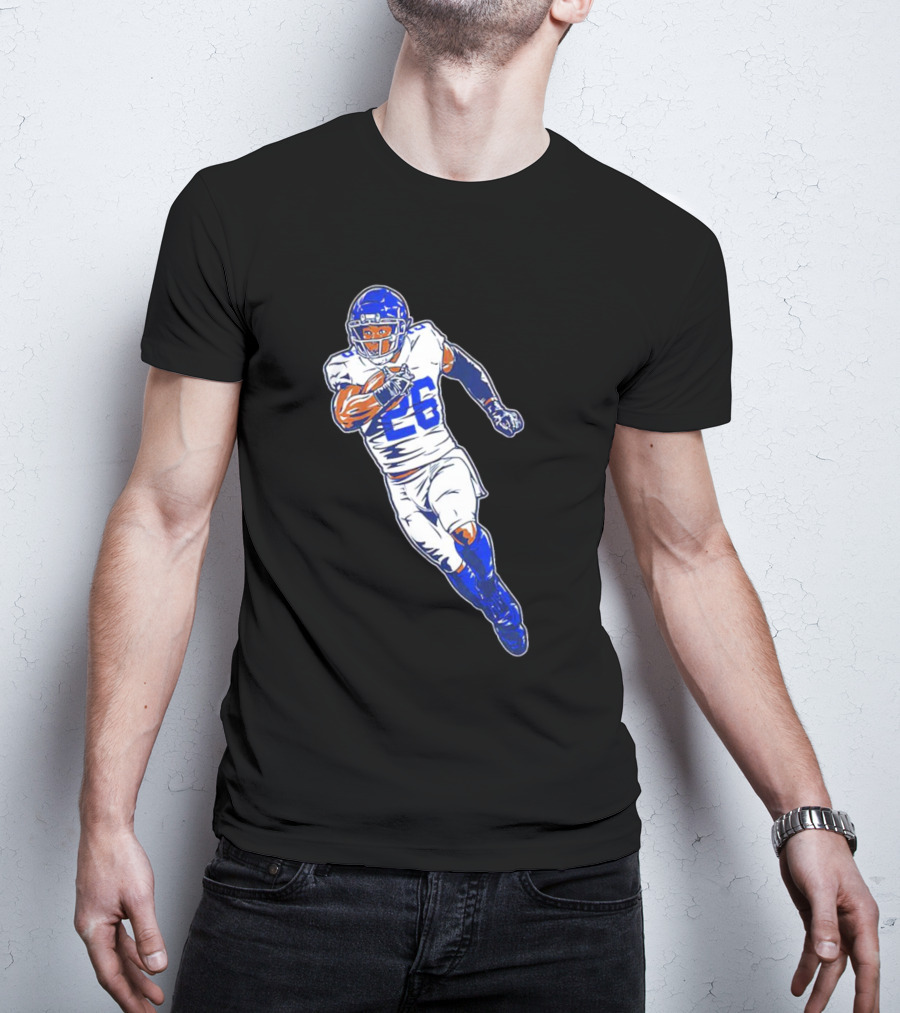 Saquon Barkley New York Giants 26 Superstar Pose Signature T-Shirt