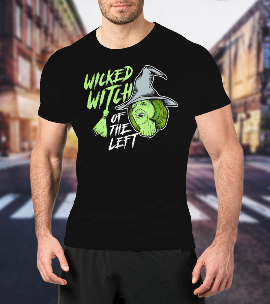 Wicked Witch Of The Left Halloween Pelosi Witch Hat Green Face T-Shirt