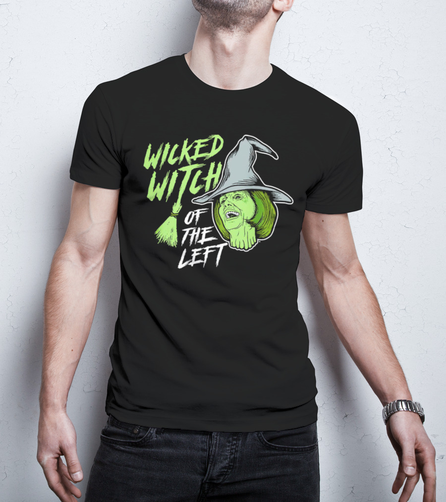 Wicked Witch Of The Left Halloween Pelosi Witch Hat Green Face T-Shirt