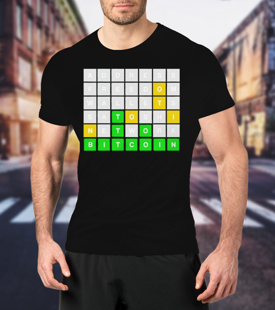 Address Freedom Wallets Satoshi Network Bitcoin Word Game T-Shirt