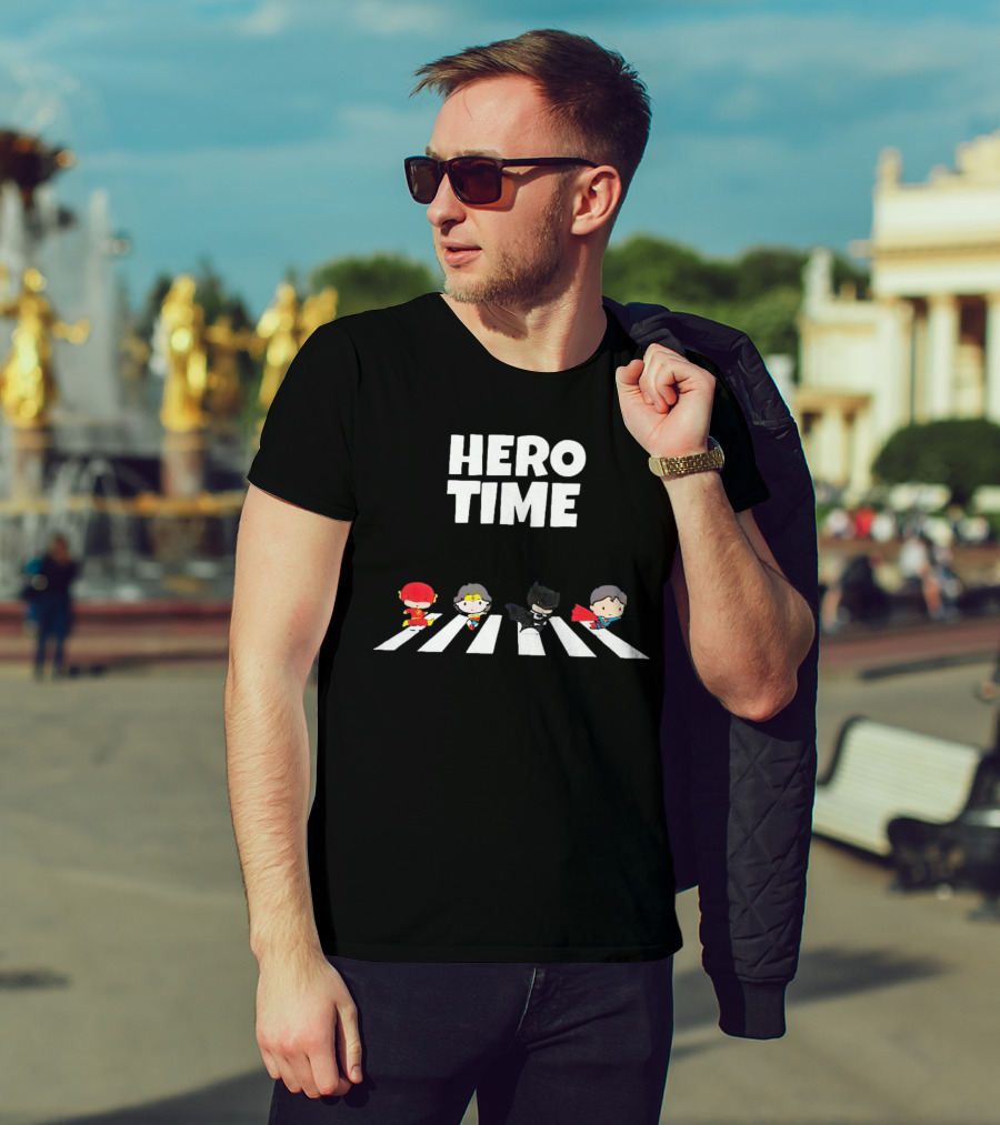 Hero Time Flash Wonder Woman Batman Superman Abbey Road T-Shirt