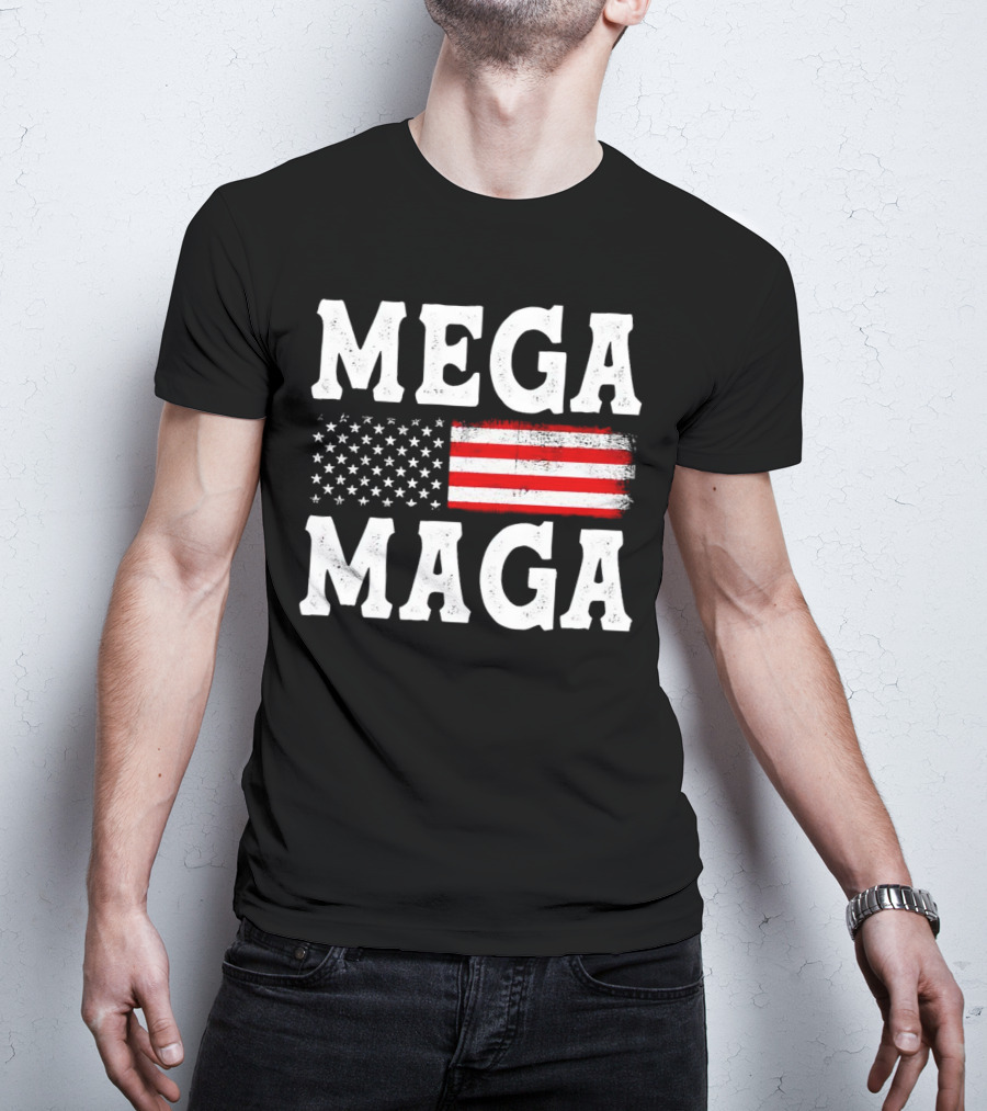 MEGA MAGA American Flag T-Shirt