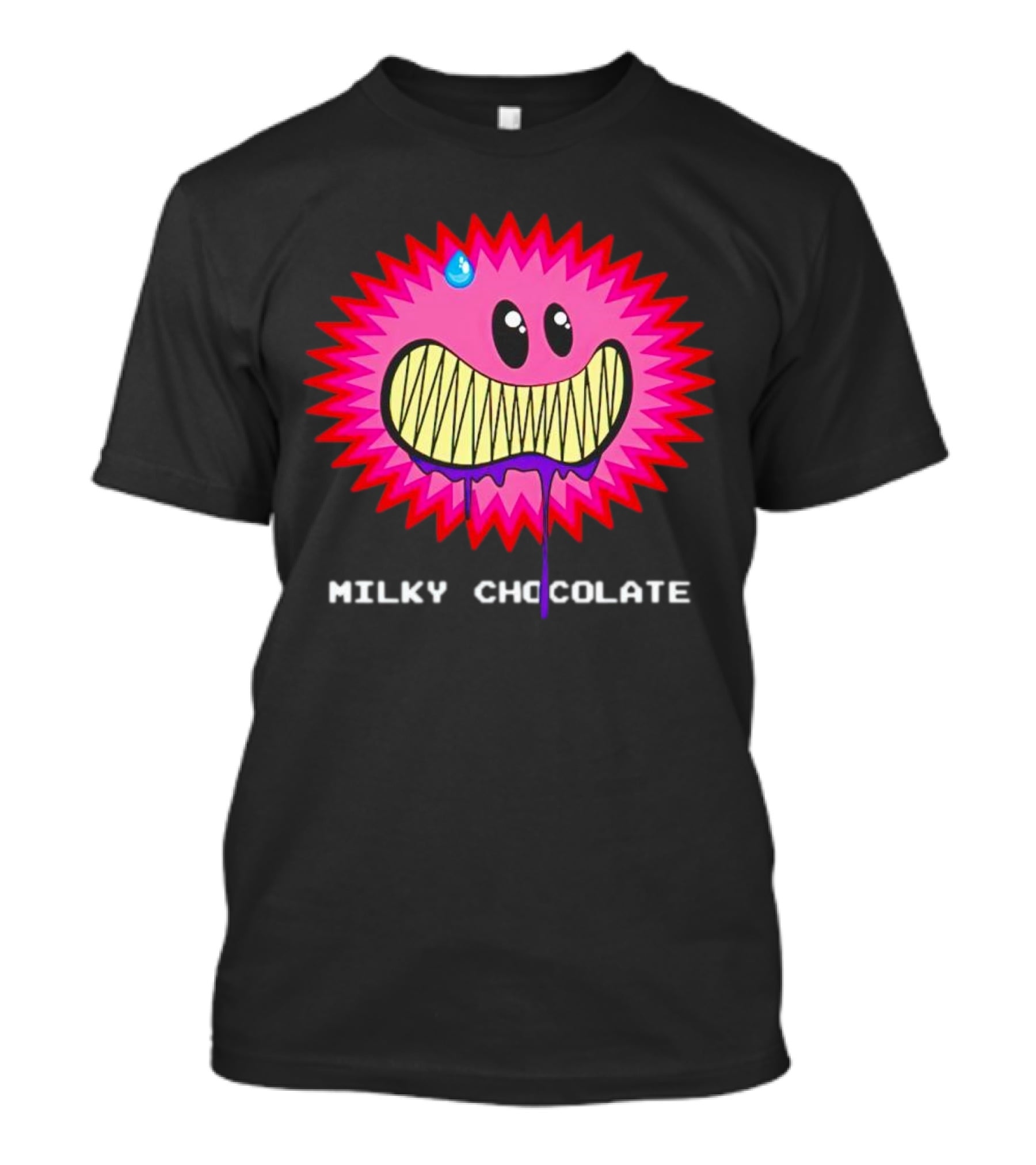 Milky Chocolate Happy Face With Dripping Mouth And Sweat Drop Comic T-Shirt