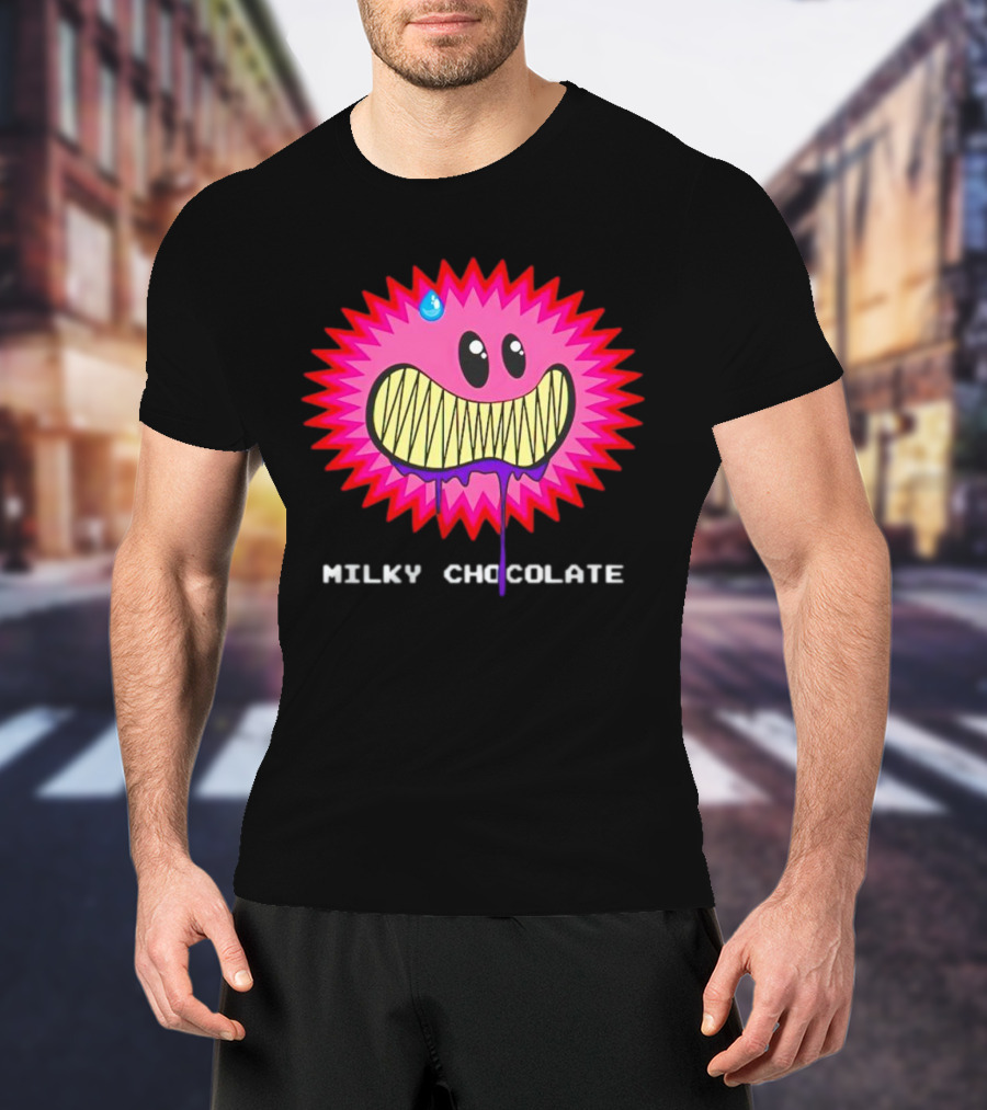 Milky Chocolate Happy Face With Dripping Mouth And Sweat Drop Comic T-Shirt