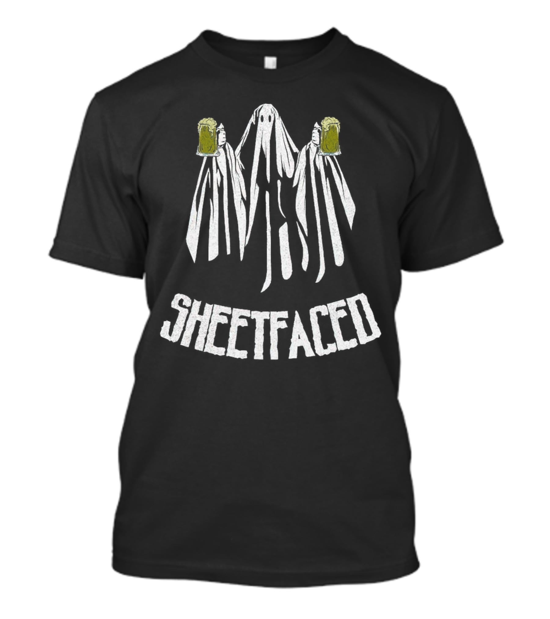 Sheetfaced Ghosts Holding Beer Halloween T-Shirt