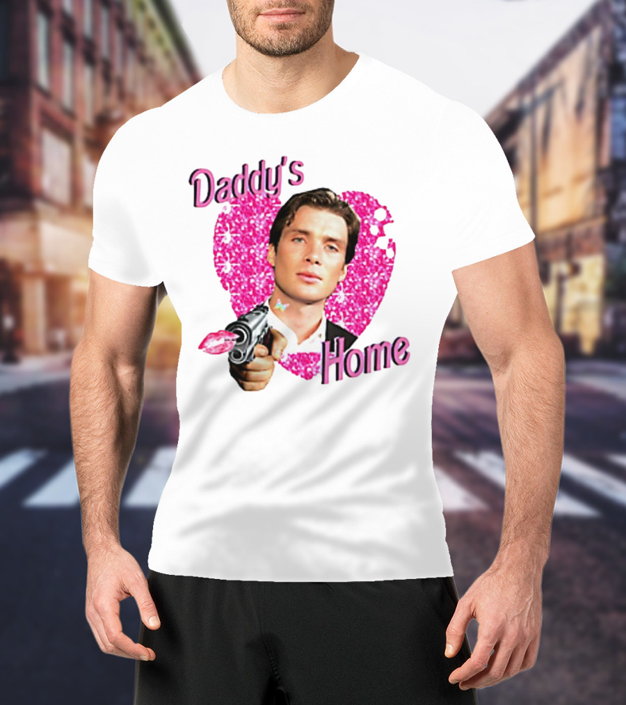 Daddy's Home Pink Glitter Heart Cillian Murphy Gun T-Shirt