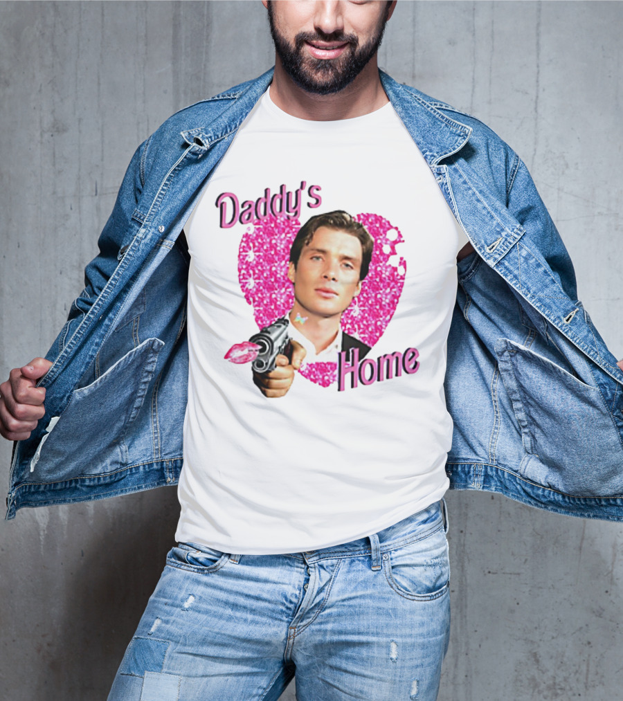 Daddy's Home Pink Glitter Heart Cillian Murphy Gun T-Shirt