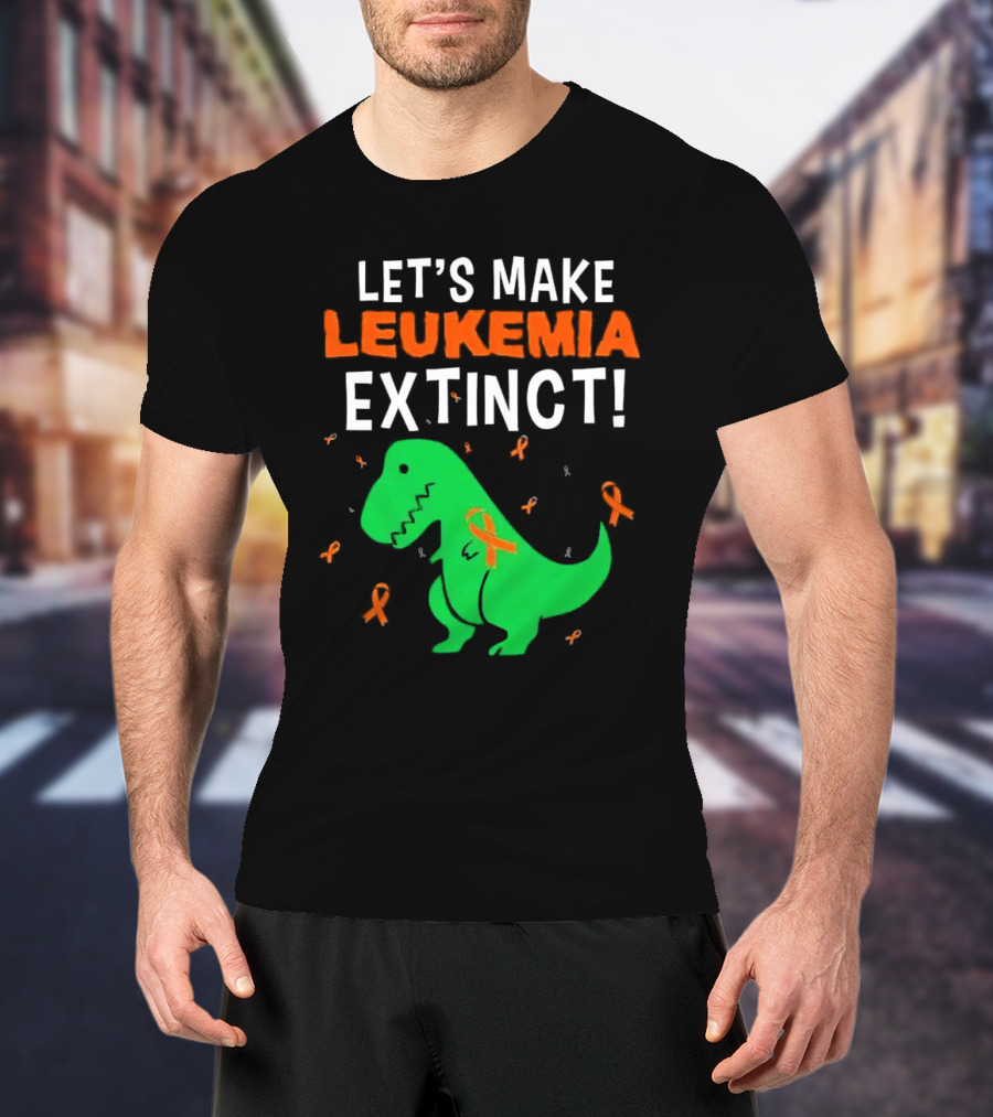 Let's Make Leukemia Extinct Dinosaur With Orange T-Shirt