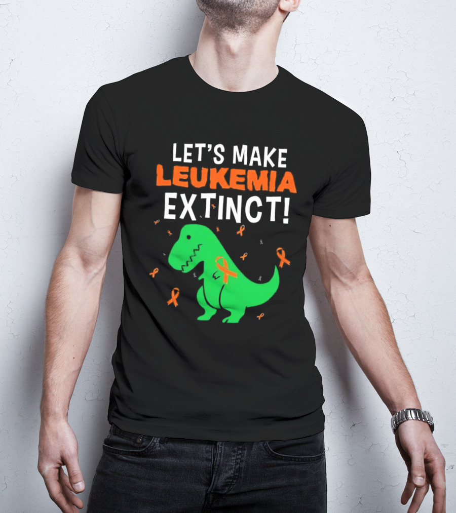 Let's Make Leukemia Extinct Dinosaur With Orange T-Shirt