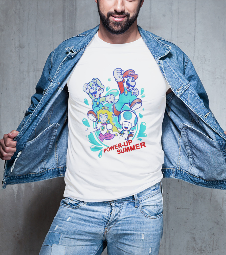 Power-Up Summer Mario Luigi Princess Peach Dynamic Adventure T-Shirt
