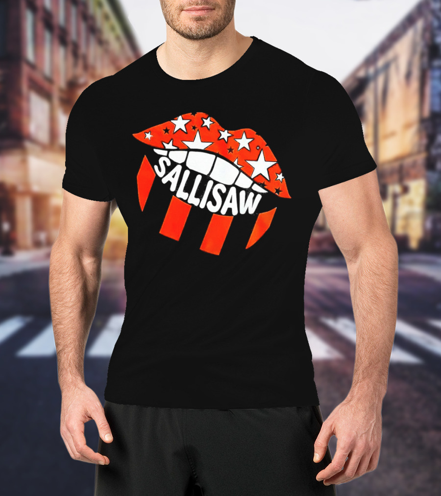 Sallisaw Lips Stars And Stripes Red White Black T-Shirt