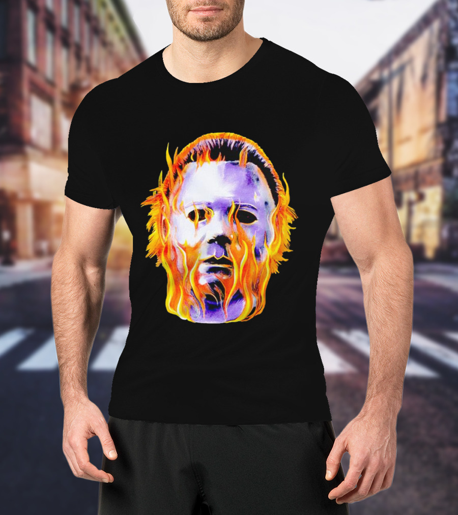 Michael Myers Flaming Mask Halloween Horror T-Shirt