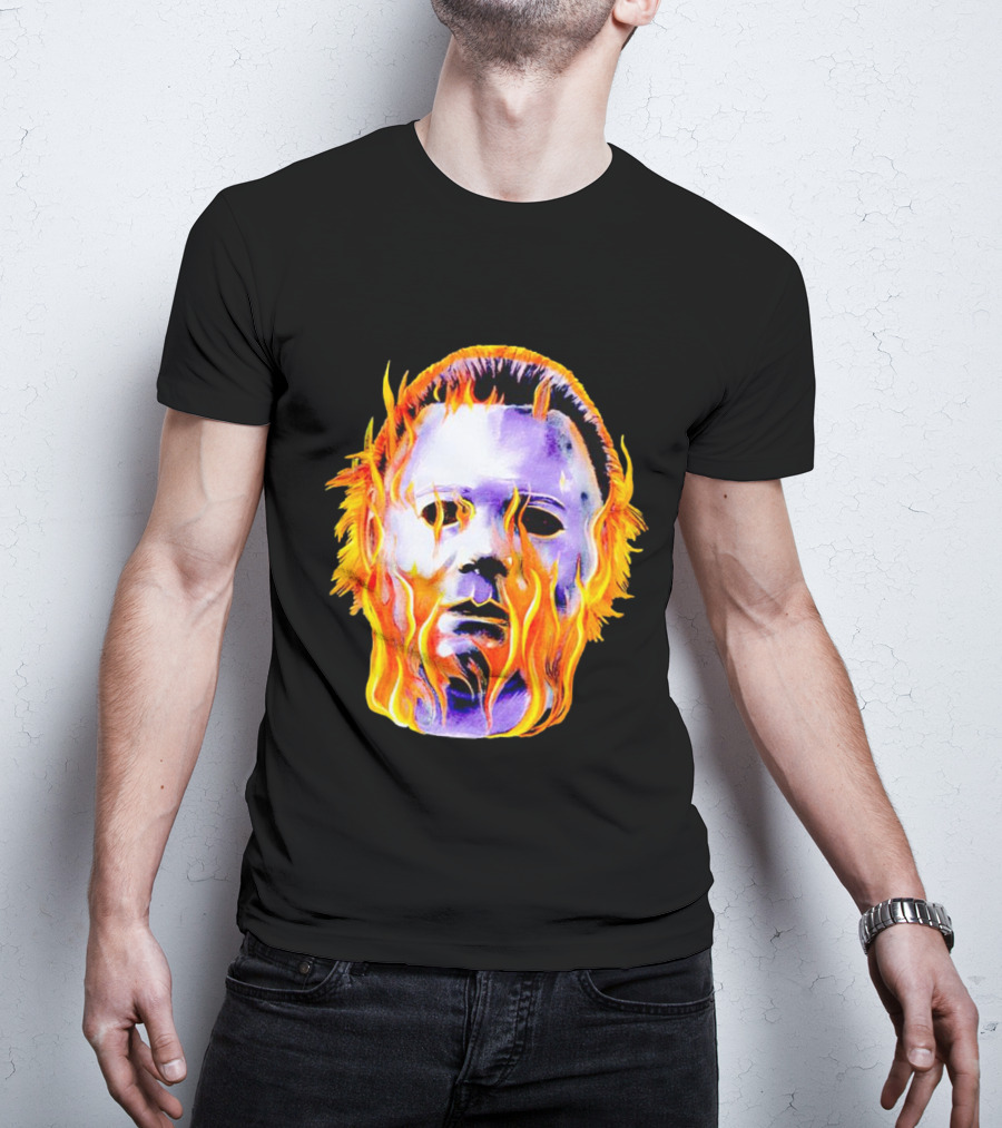 Michael Myers Flaming Mask Halloween Horror T-Shirt